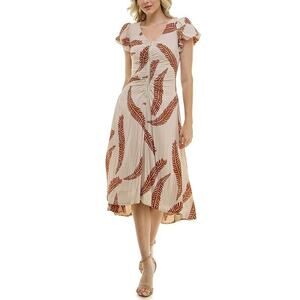 NWT Women's Taylor Flowy Crepe Scoopneck Midi Dress size 12 Tropical Resortwear